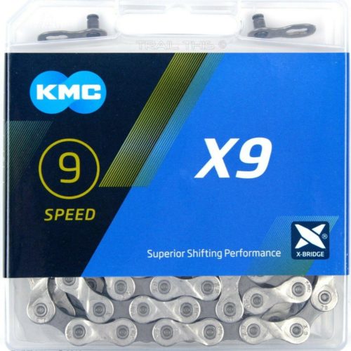 KMC X9 9-Speed chain, 116 Links, Silver/Gray